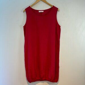 Bryn Walker 100% linen oversized sleeveless dress elasticized hem hot pink XS